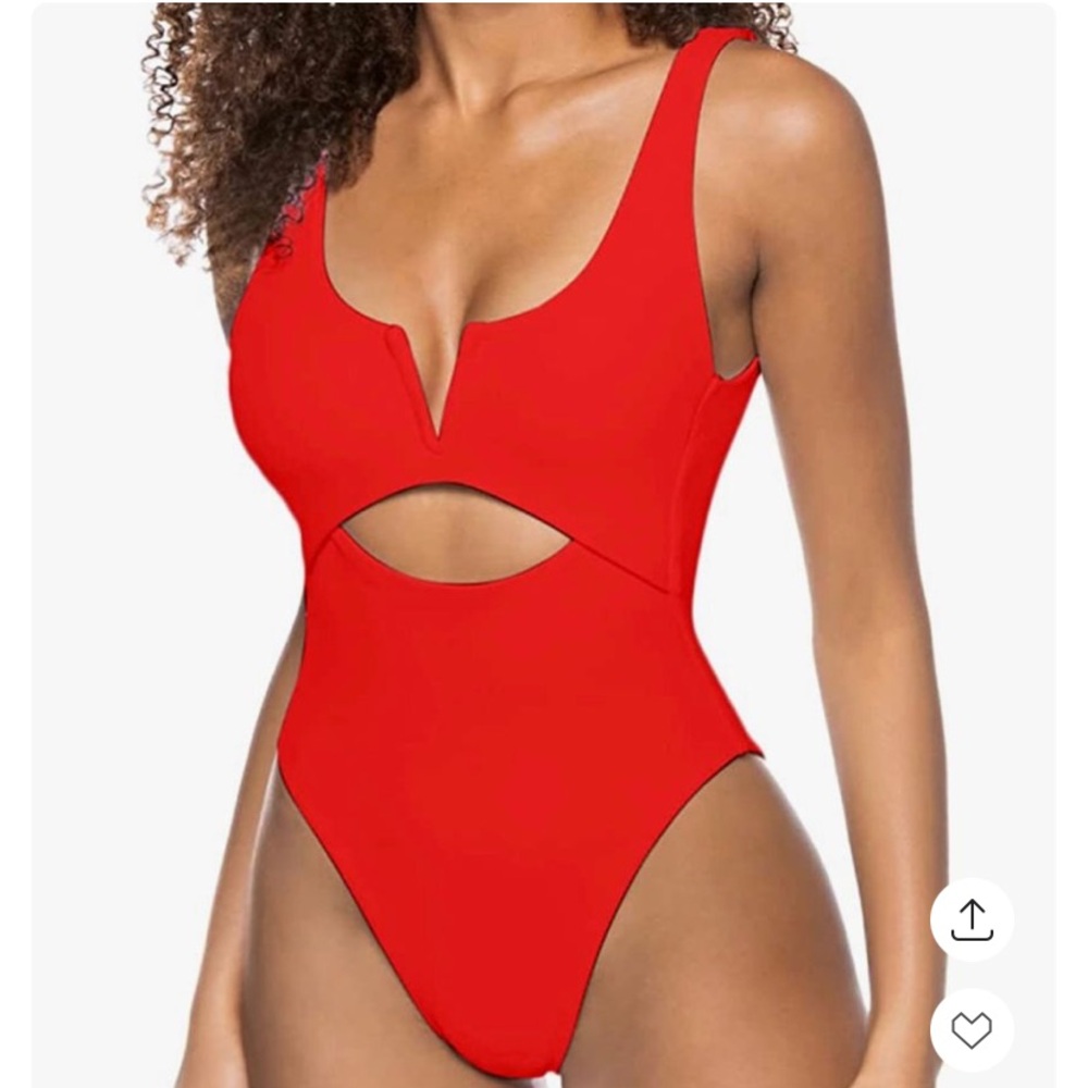 Meyeeka One Piece Red Pushup Swimsuit Monokini Bathing Suit Sz XL Tummy Control